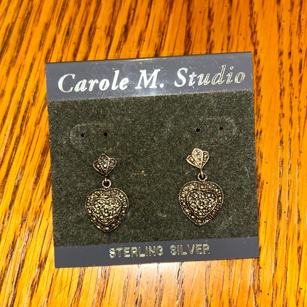 Carole M Studio sterling silver heart earrings